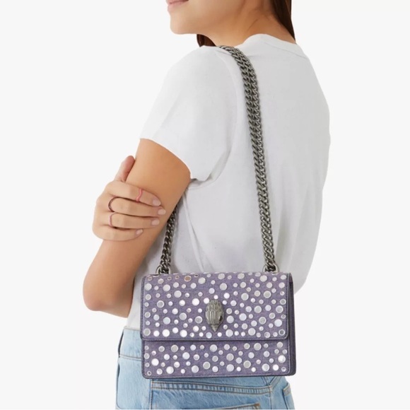 KURT GEIGER NWT Shoreditch Denim Studded Mini Convertible Shoulder Bag - Picture 2 of 15